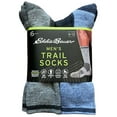 thumbnail image 1 of Eddie Bauer Trail Socks Blue - Gray - Black (6 Pairs) Sz Large (6-12 Men / 10-13 Wmn's), 1 of 8