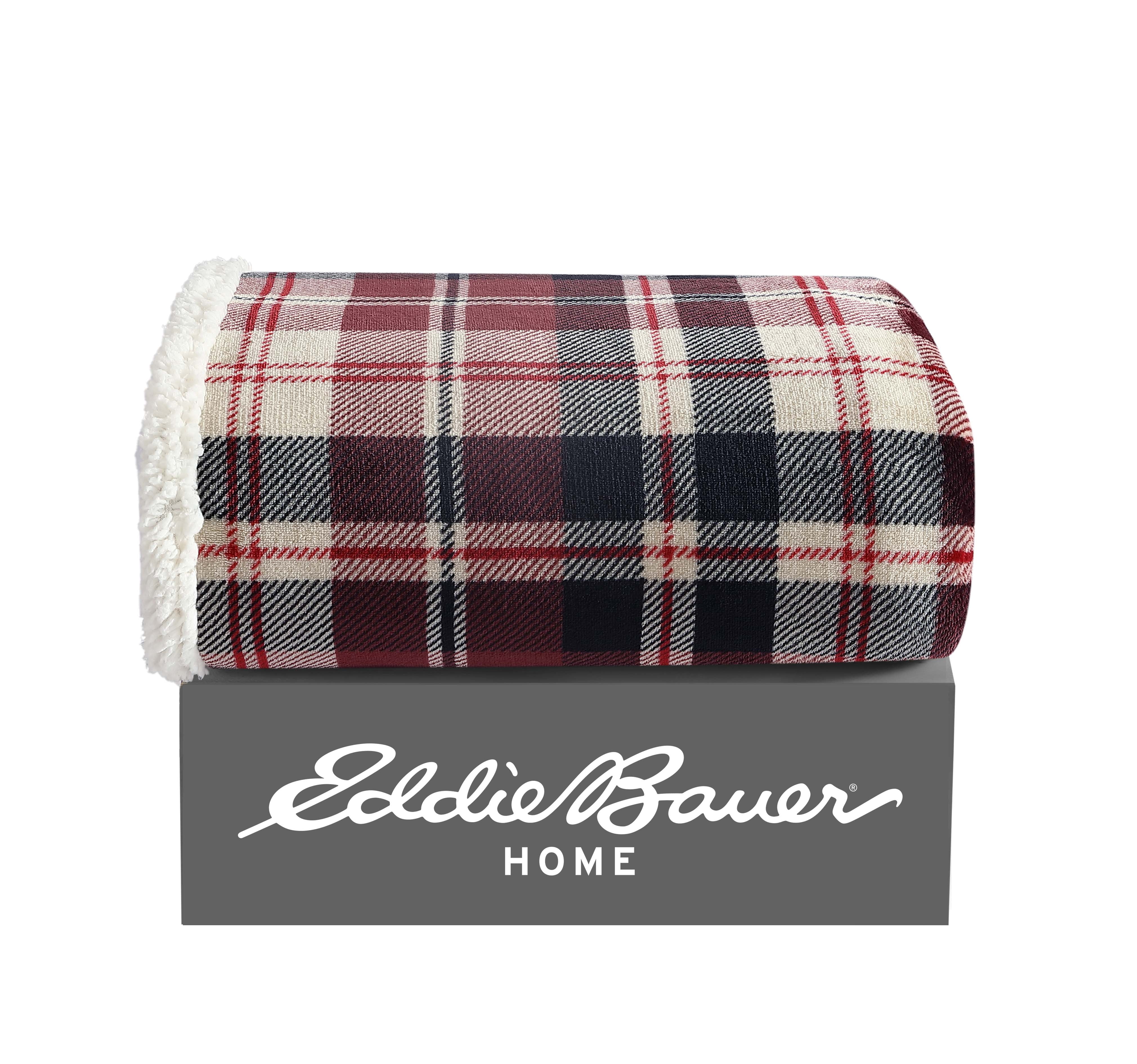 Red Plaid Reversible Sherpa Fleece Throw Blanket