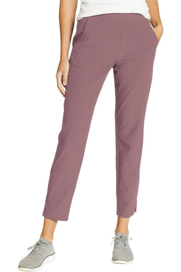 Travel Pants Women Lightweight Elastic Waistband Ankle Pants Pink XL