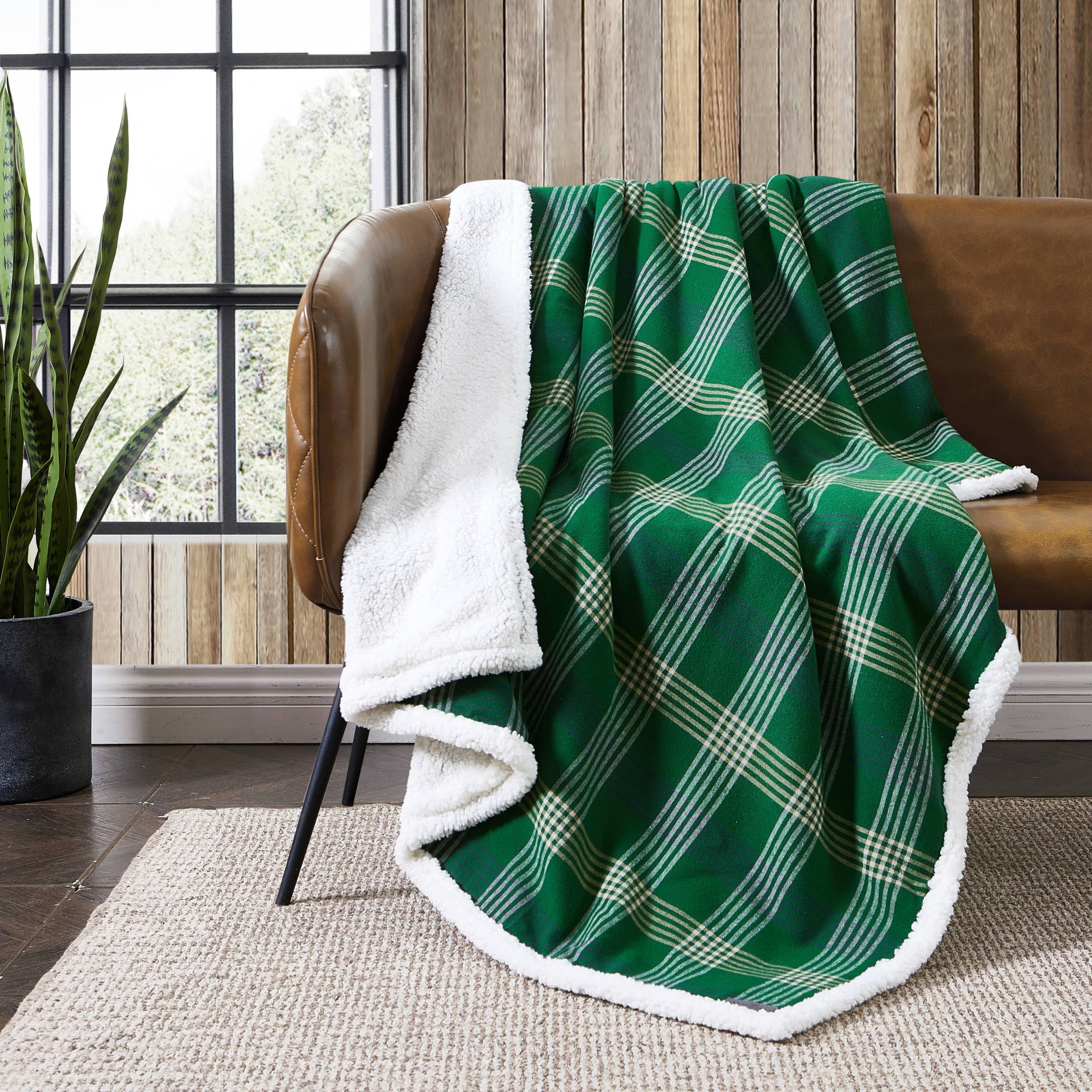 Eddie Bauer Union Bay Plaid Green Flannel Yarn Dye 60X50 Throw Walmart