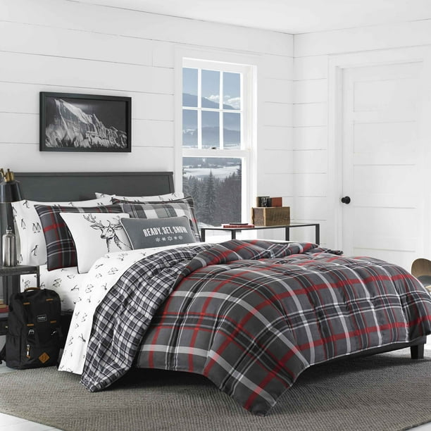 Eddie Bauer Willow Plaid Grey Comforter Set, Twin