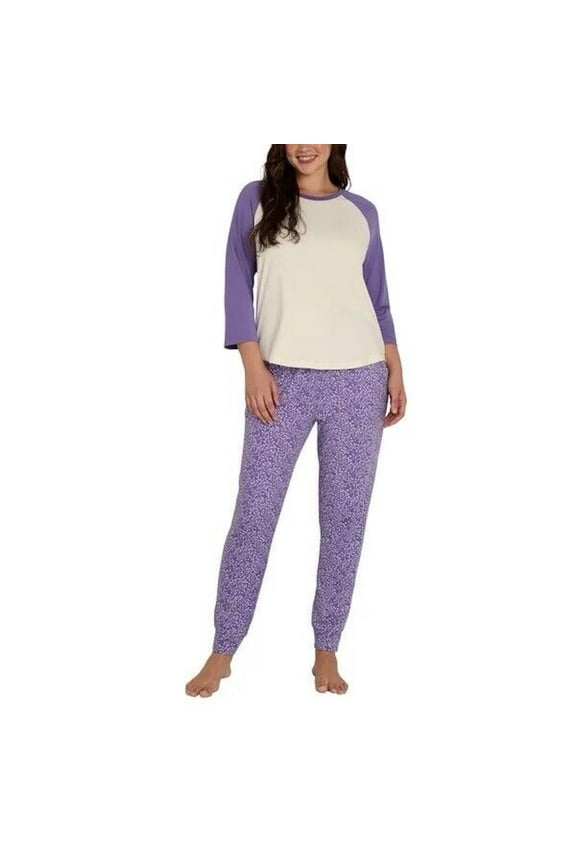 Women's 2 Piece Ultra Soft Sleep Pajama Lounge Set (US, Alpha, Large, Regular, Regular, Purple)