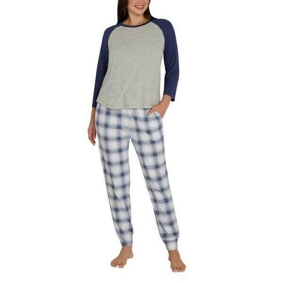 Eddie Bauer Women's 2 Piece Ultra Soft Sleep Pajama Lounge Set (US, Alpha, Medium, Regular, Regular, Blue)
