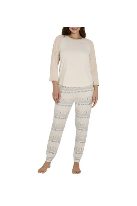 Women's 2 Piece Ultra Soft Sleep Pajama Lounge Set (US, Alpha, Small, Regular, Regular, Tan)