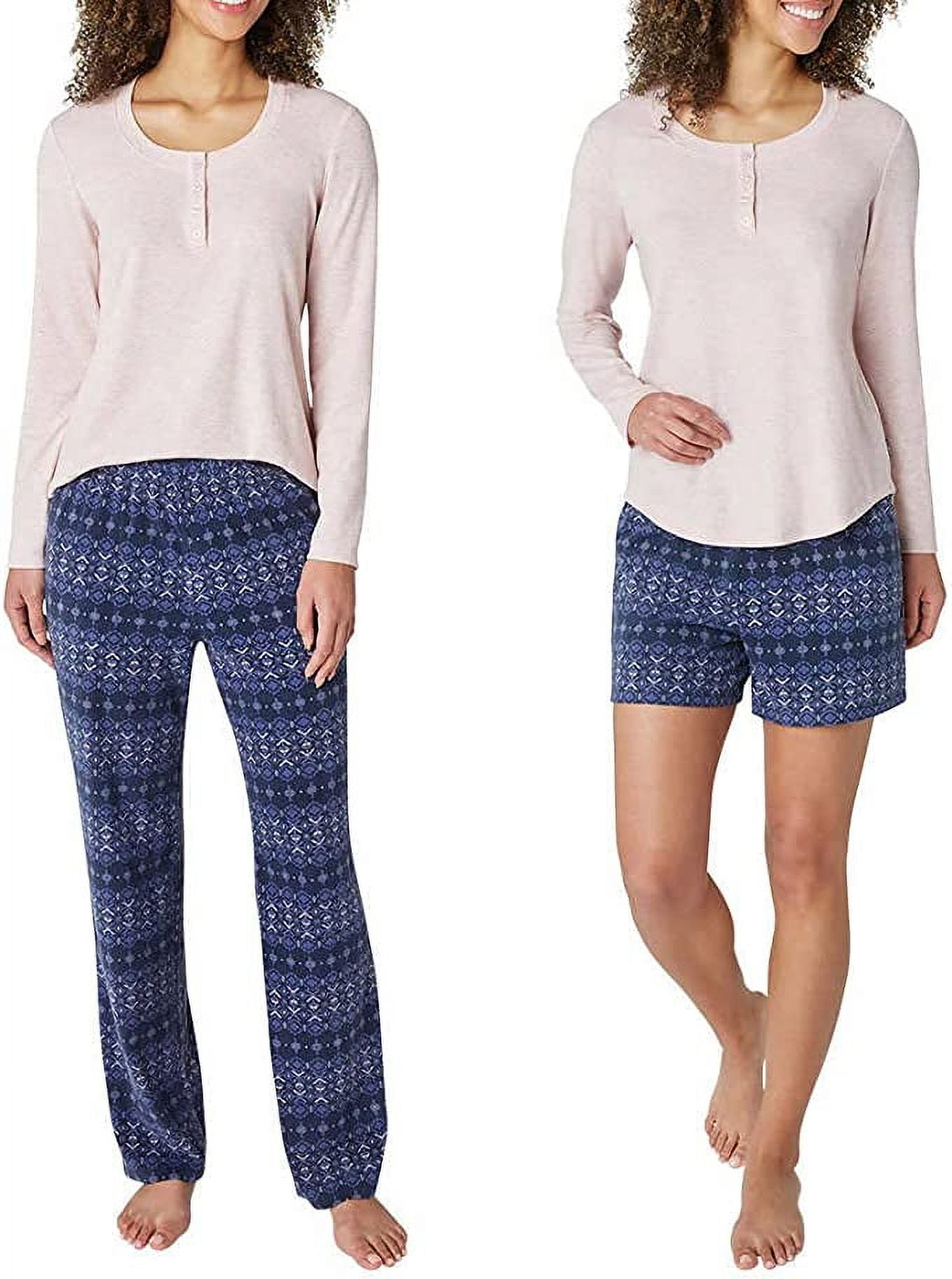 Eddie Bauer Women's 3-Piece Waffle Knit Pajama Set (Pink, Medium) 