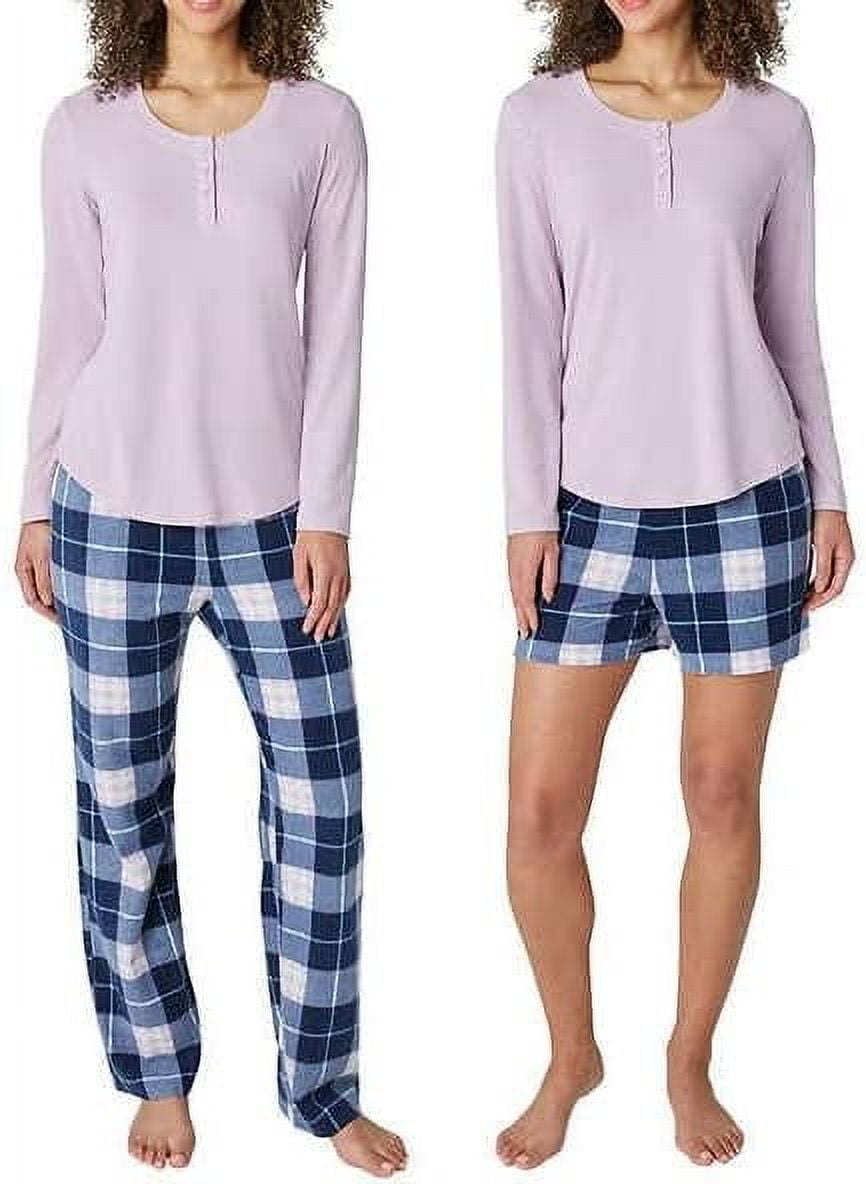 Eddie Bauer Women's 3-Piece Waffle Knit Pajama Set (Purple,Medium