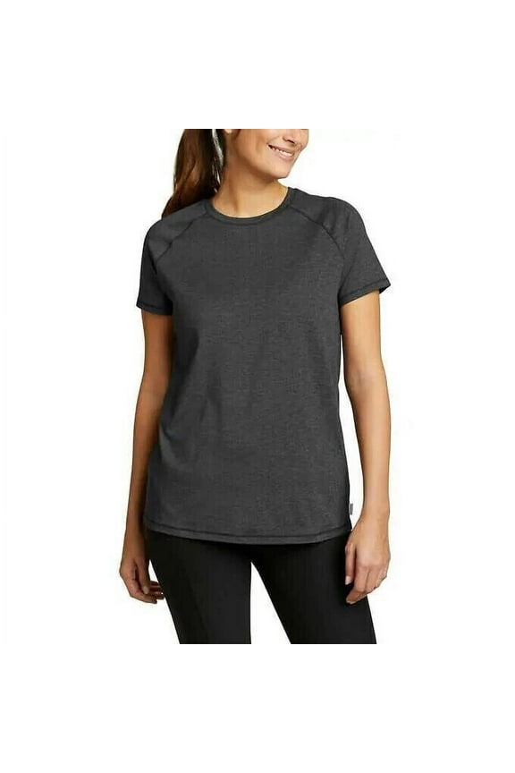 Women's Active Crew Neck Everyday T-Shirt, (Black, Large)
