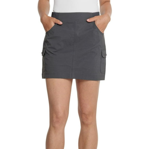 Eddie Bauer Women's Christine Build-in Shorts Cargo Pockets Stretch Skort (Gray, L)
