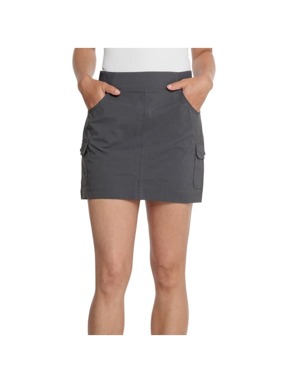 Women's Christine Build-in Shorts Cargo Pockets Stretch Skort (Gray, L)