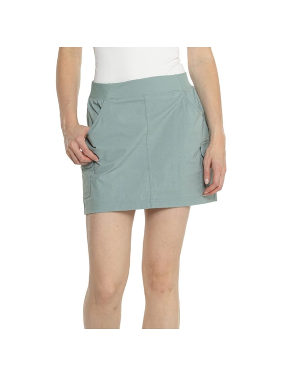 Women's Christine Build-in Shorts Cargo Pockets Stretch Skort (Green, L)