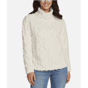 Eddie Bauer Women's Cozy cable fleece Pullover Ivory XL