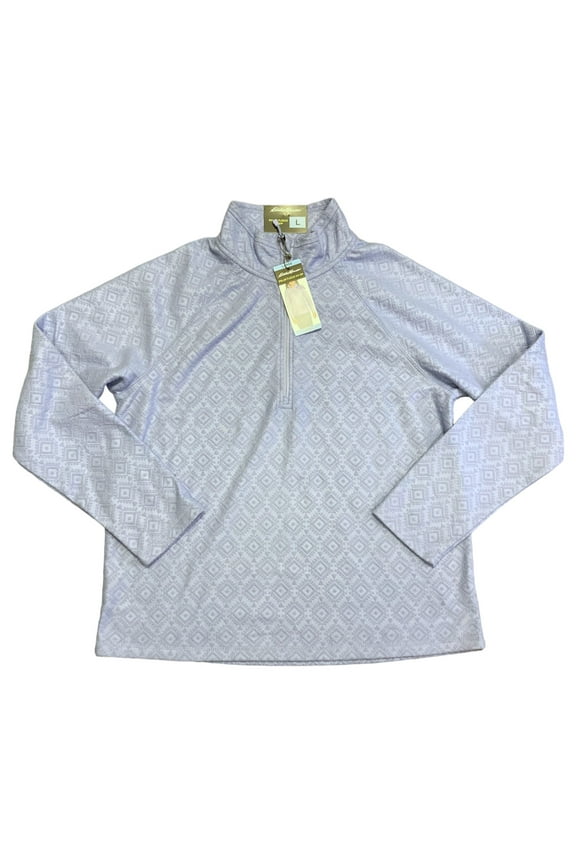 Women's Long Sleeve Polar Fleece Quarter Zip Pullover (Pale Iris, Large)