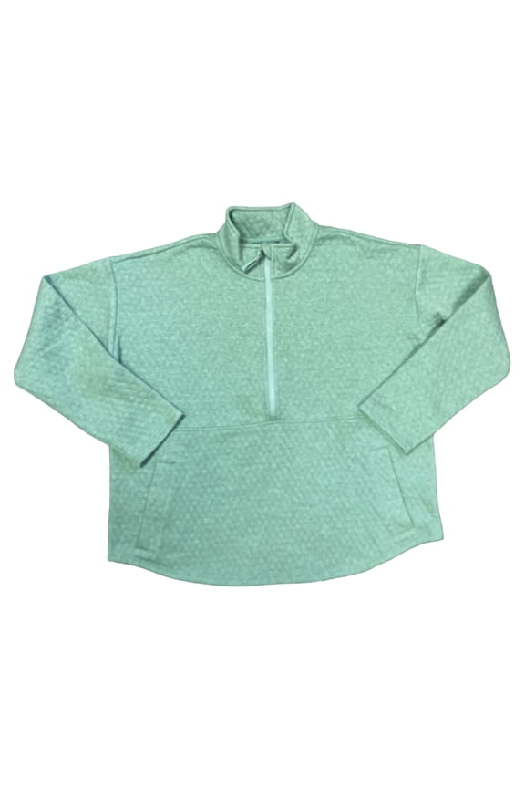 Women's Long Sleeve Quilted Half Zip Pullover (Heathered Light Spruce, S)