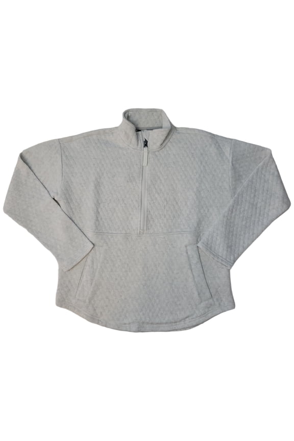 Women's Long Sleeve Quilted Half Zip Pullover (Heathered Pale Grey, XXL)