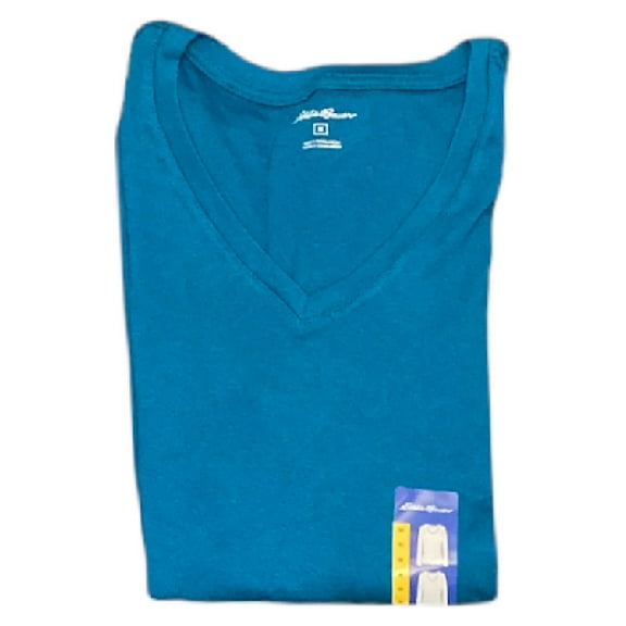 Eddie Bauer Women's Long Sleeve V-Neck Cotton Modal Blend T-Shirt (Peacock, XXL)