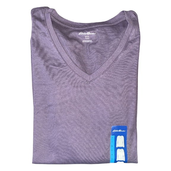 Eddie Bauer Women's Long Sleeve V-Neck Cotton Modal Blend T-Shirt (Purple Sage, S)
