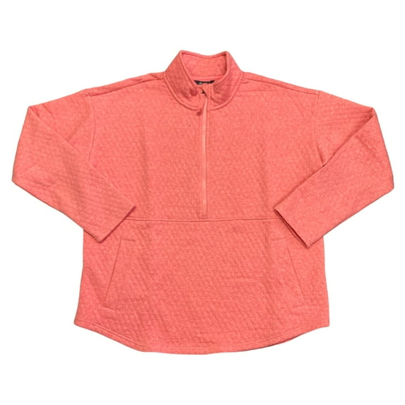 Eddie Bauer Women's Long Sleeve Warm Quilted Half Zip Pullover, EB003043 (Heathered Tea Rose, XXL)