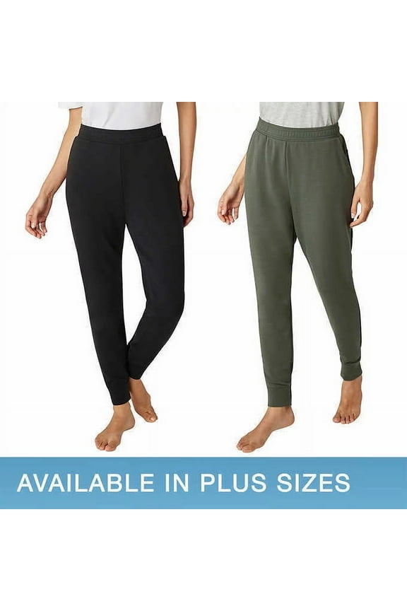 Womens 2 Pack Fleece Lounge Joggers Size: XXL, Color: Clover/Black