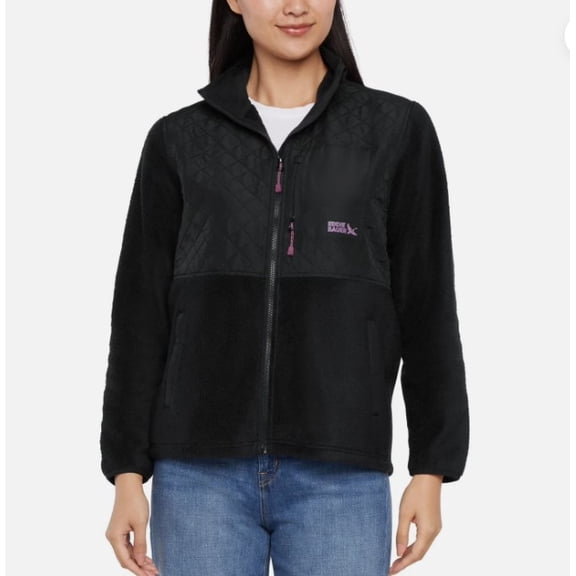 Eddie Bauer Women's Mixed Media Quilted Full Zip Fleece Jacket, Large