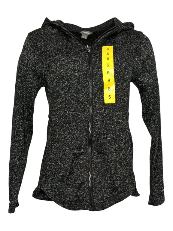 Women's Outerwear Hooded Full Zip Fleece Jacket Size: S, Color: Black Heather