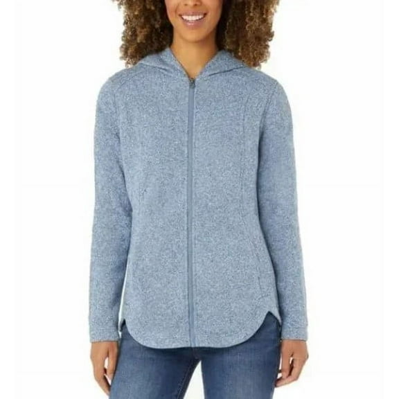 Eddie Bauer Women's Outerwear Hooded Full Zip Fleece Jacket Size: XS, Color: Blue Heather