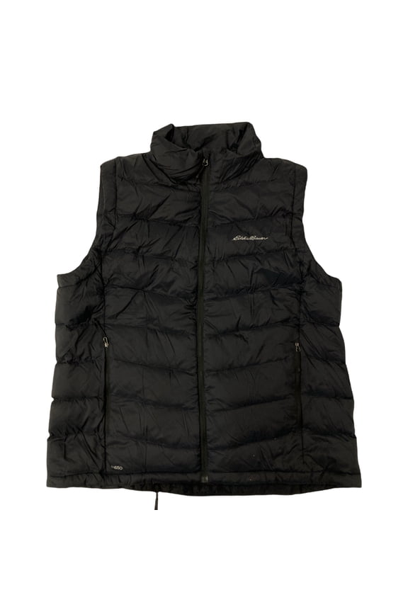Women's Packable Zip Up Quilted Down Vest With Pockets (Black, XL)