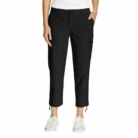 Eddie Bauer Women's Ripstop Stretch Capri Pants Stormrepel Pocket, Black 6