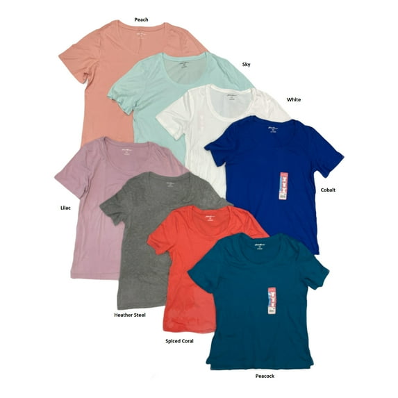 Eddie Bauer Women's Short Sleeve Modal Scoop Neck T-Shirt (Spiced Coral, L)