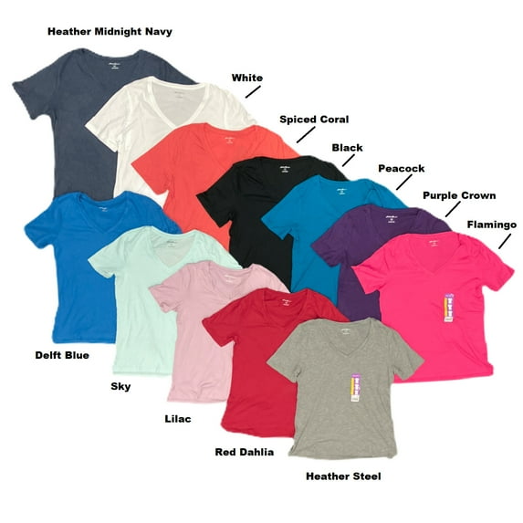 Eddie Bauer Women's Short Sleeve V-Neck Soft T-Shirt Tee w/ Side Slits (Spiced Coral, S)