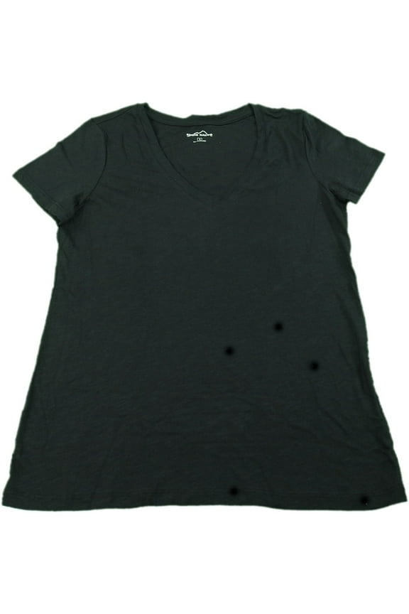 Women's Size Small Short Sleeve V-Neck Modal T-Shirt Top, Black