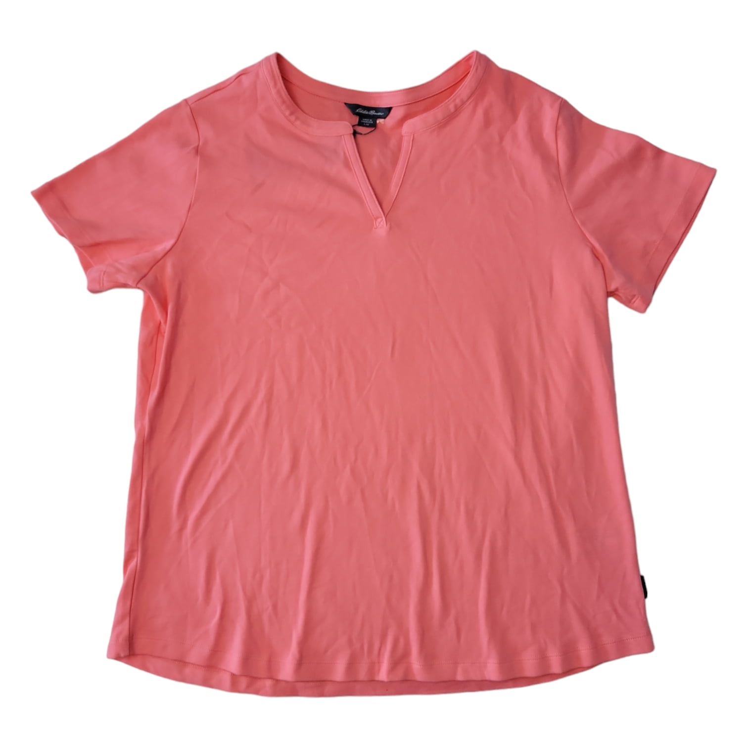 Eddie Bauer Women's Soft Easy Fit Short Sleeve V Neck Tee (Shell