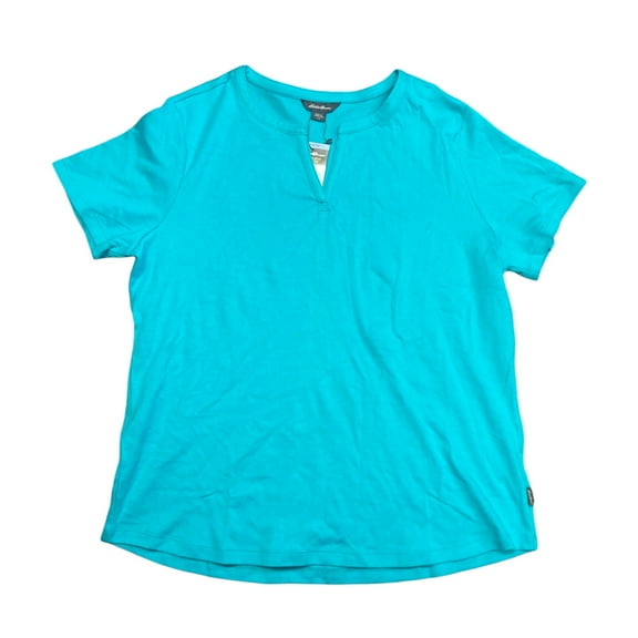 Eddie Bauer Women's Soft Easy Fit Short Sleeve V Neck Tee (Turquoise, XXL)