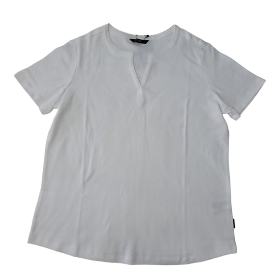 Eddie Bauer Women's Soft Easy Fit Short Sleeve V Neck Tee (White, XXL)