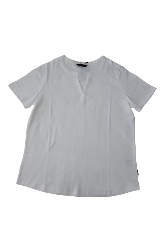 Women's Soft Easy Fit Short Sleeve V Neck Tee (White, XXL)