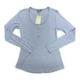 thumbnail image 1 of Eddie Bauer Women's Soft Ribbed Long Sleeve Scoop Snap Henley (Colony Blue, XXL), 1 of 2