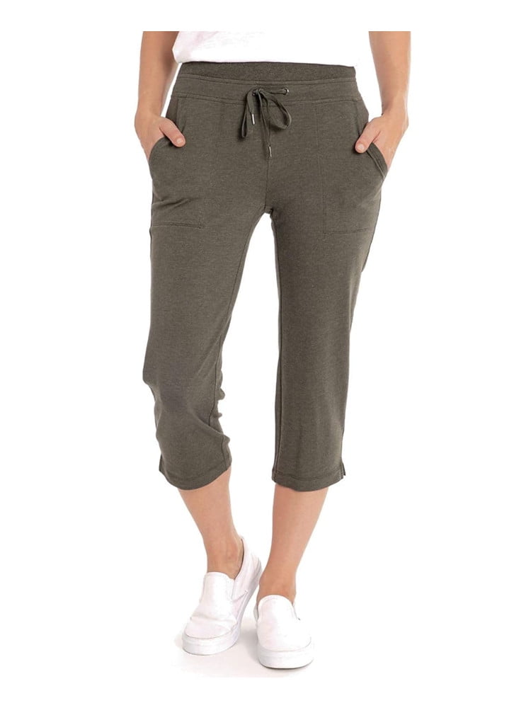 Eddie Bauer Women s Stretch Soft Cotton Blend Elastic Waistband Capri Pants Basil Heather XL Walmart