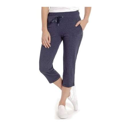 Eddie Bauer Women's Stretch Soft Cotton Blend Elastic Waistband Capri Pants (Navy Heather, S)