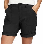 Eddie Bauer Women Stretch Rolled Hem Adjustable Length Bermuda Short, Black, 10
