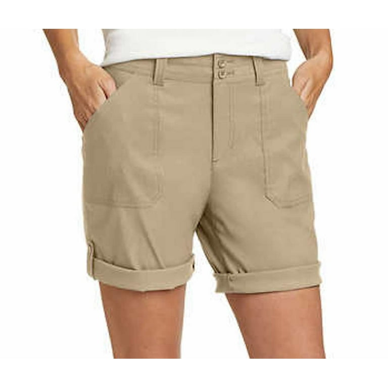 Eddie Bauer Women s Stretch UPF 50 Rolled Hem Adjustable Length Bermuda Short US Numeric 14 Regular Regular Brown Walmart