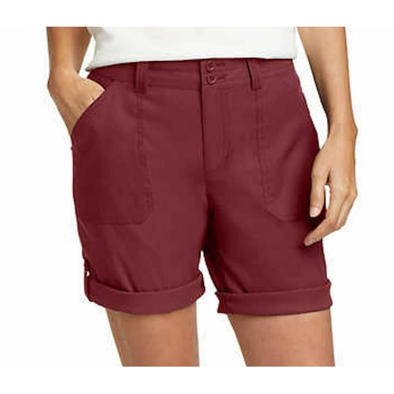 Eddie Bauer Women's Stretch UPF 50 Rolled Hem Adjustable Length Bermuda Short (US, Numeric, 6, Regular, Regular, Red)
