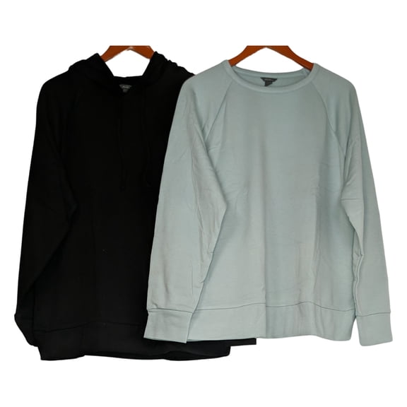 Eddie Bauer Women's Sweater Sz XL Ladies' Crewneck & Hoodie, 2-Pack Multi