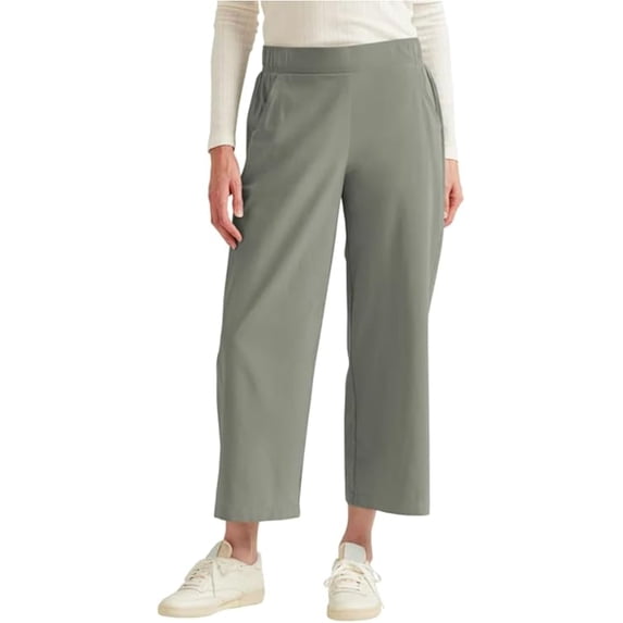 Eddie Bauer Women's Traveler Wide Leg Crop Pant (XX-Large, Green)