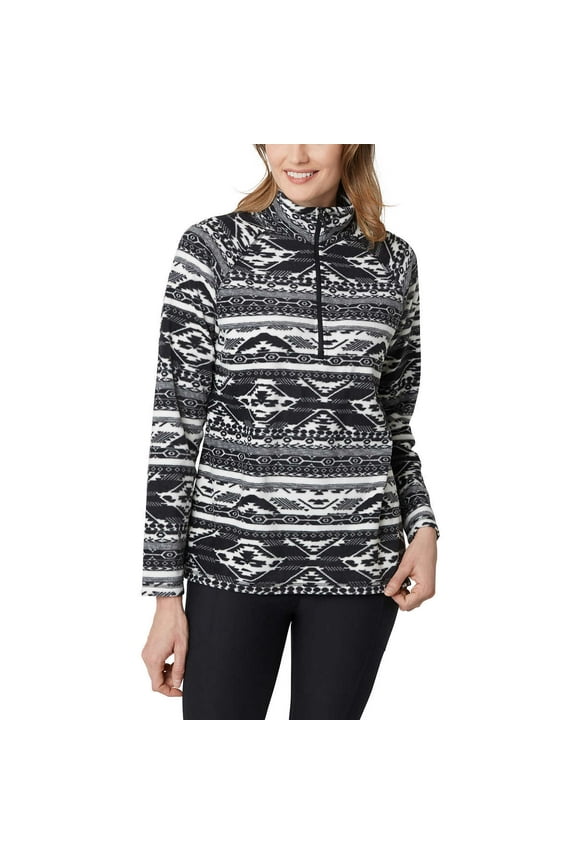 Women's Ultrasoft Mock Neck Quarter Zip Pullover Top-Black / S