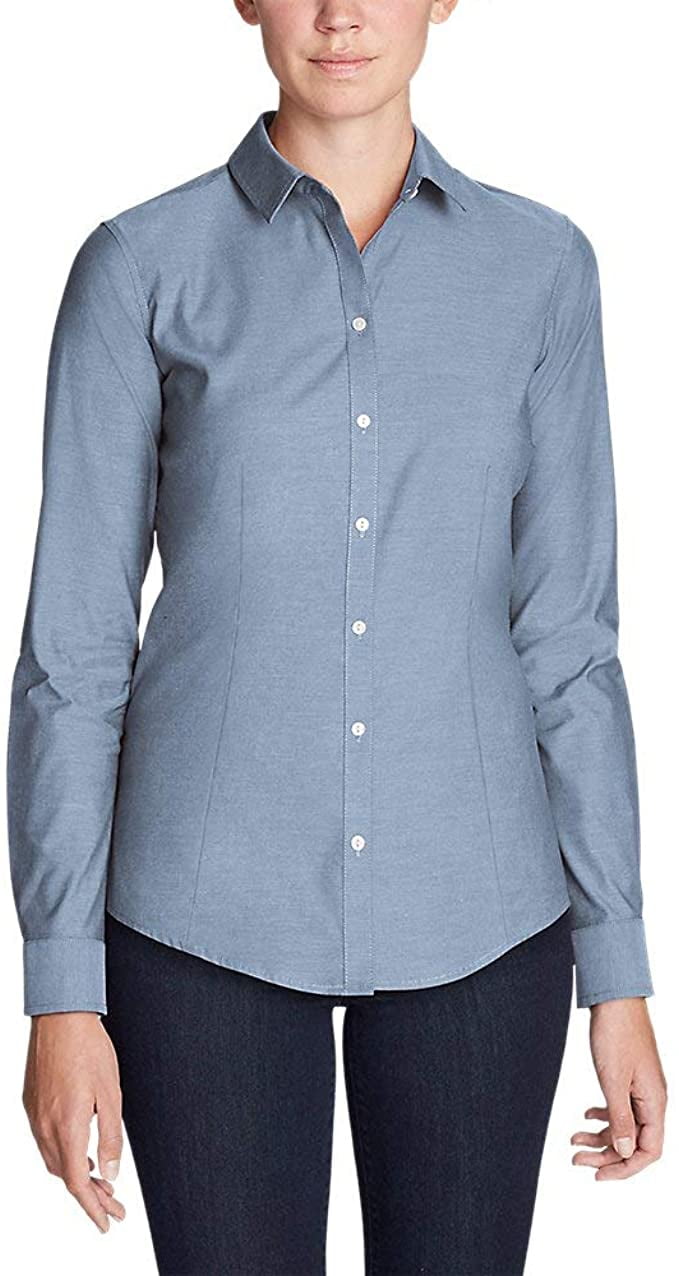 Eddie Bauer Women's Carry-On Long-Sleeve Button-Down Shirt - Chalk - XL