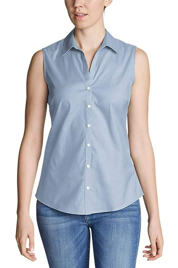 Women's Wrinkle-Free Sleeveless Shirt - Solid Chambry Blue S