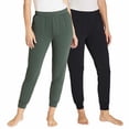 thumbnail image 1 of Eddie Bauer Womens 2 Pack Fleece Lounge Joggers (Medium, Black/Heather Olive), 1 of 4