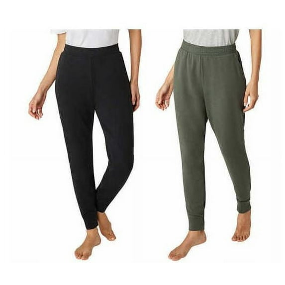 Eddie Bauer Womens 2 Pack Fleece Lounge Joggers Size: XS, Color: Clover/Black
