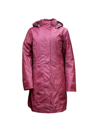 EDDIE BAUER Womens Hooded Rain Jacket UK 14 Medium White Check Nylon, Vintage & Second-Hand Clothing Online