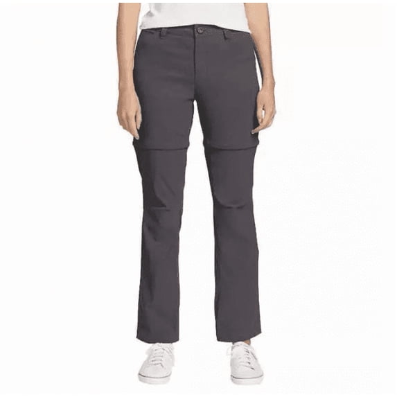 Eddie Bauer Womens Hooded Convertible Performance Pant/Short Gray 6