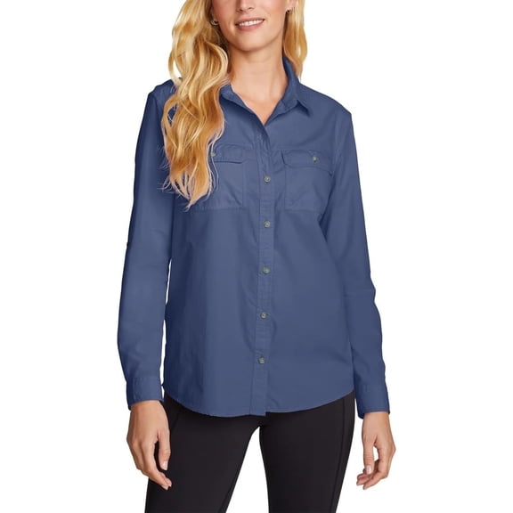 Eddie Bauer Womens Lightweight Long Sleeve Ripstop Mountain Shirt (US, Alpha, XX-Large, Regular, Regular, Blue Bird)